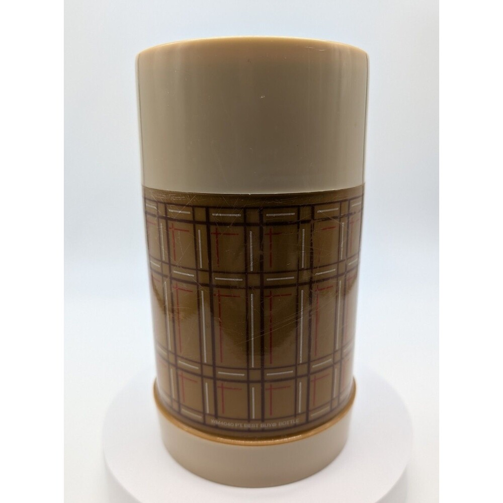 Vintage ALADDIN Best Buy Thermos #WM4040 Pint Wide Mouth Beige Brown Red Plaid